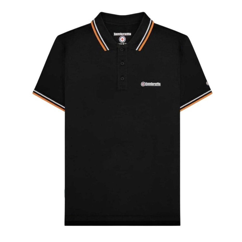 Lambretta Mens Tipped Polo Shirt / Black/White